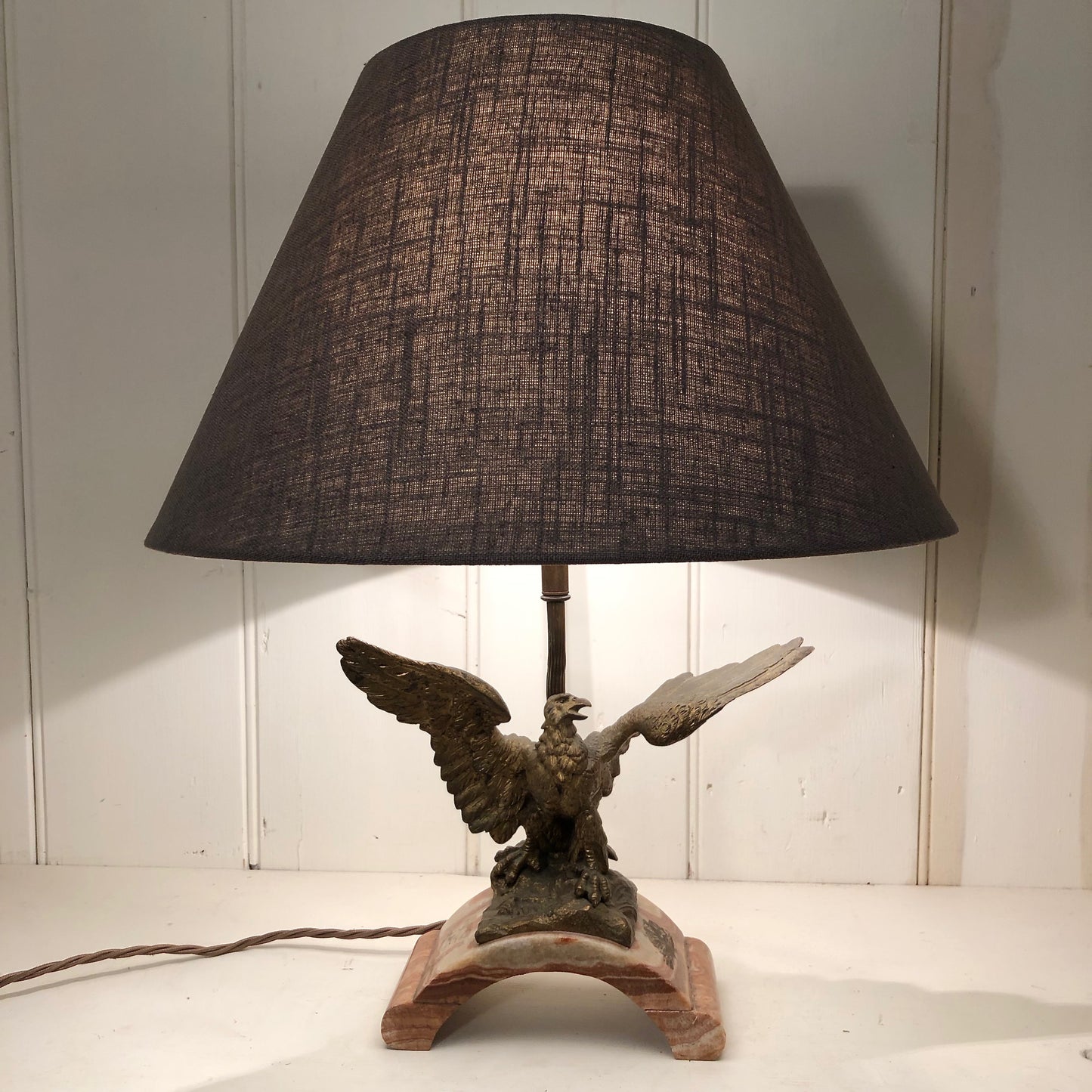 ANTIQUE EAGLE & MARBLE LAMP