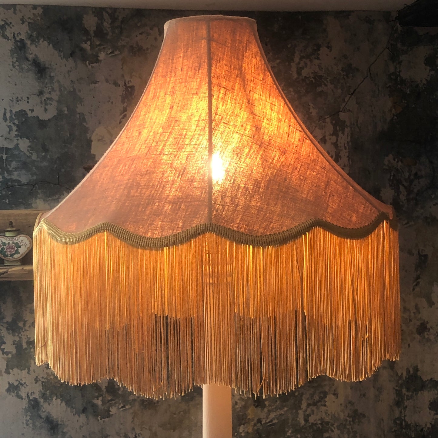 VINTAGE WOODEN FLOOR LAMP & SHADE