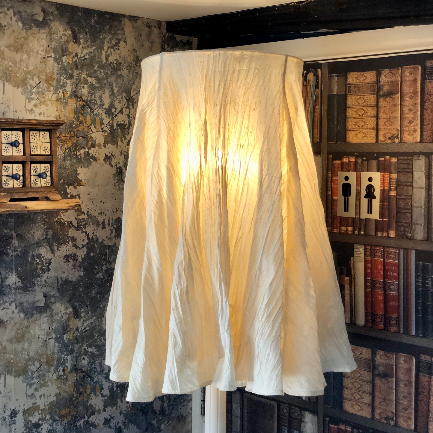 VINTAGE WOODEN FLOOR LAMP & ZARA LANTERN SHADE