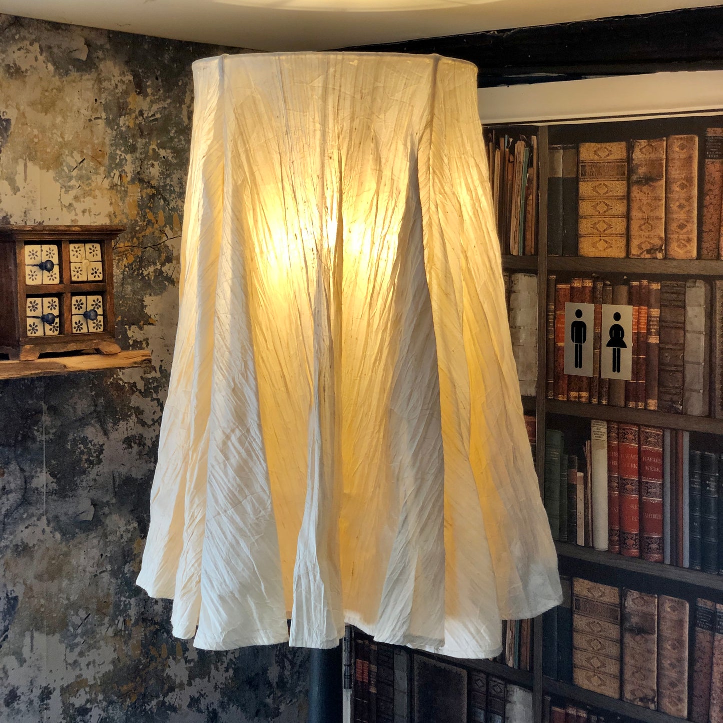 VINTAGE WOODEN FLOOR LAMP & ZARA LANTERN SHADE