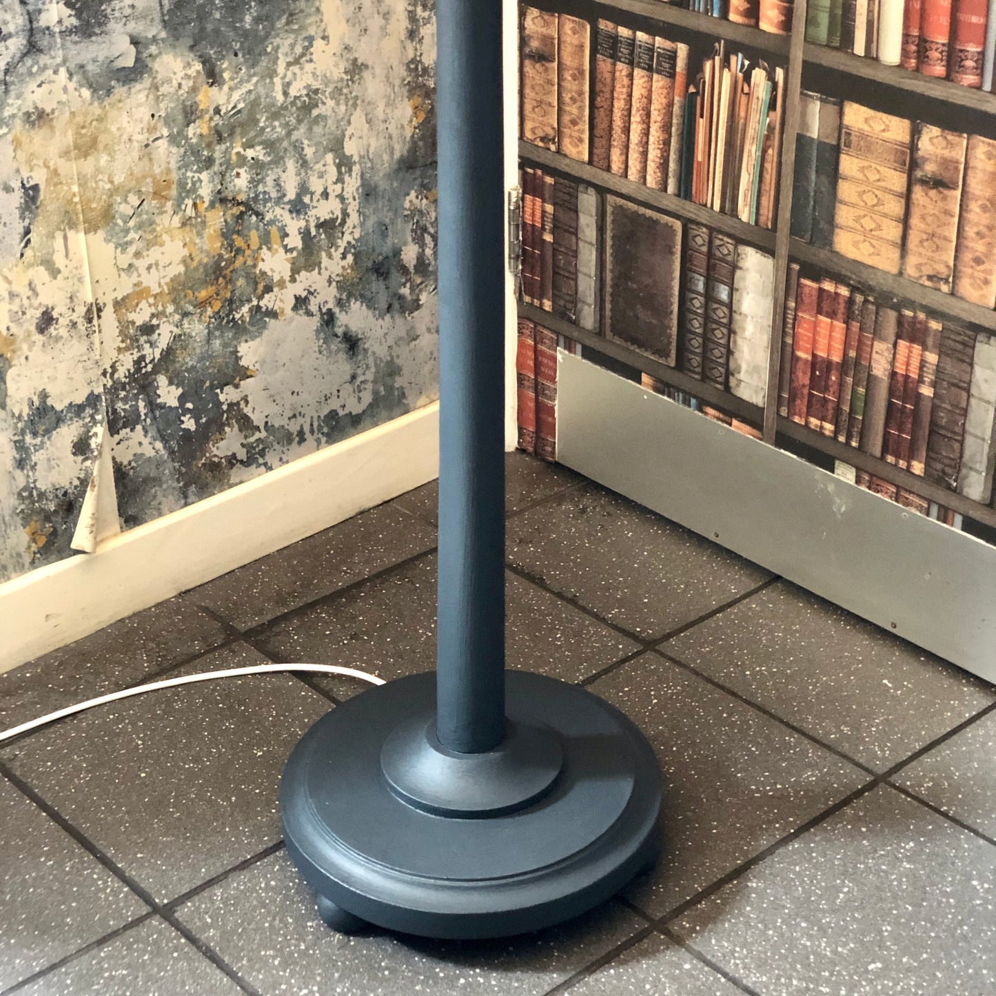 VINTAGE WOODEN FLOOR LAMP & ZARA LANTERN SHADE