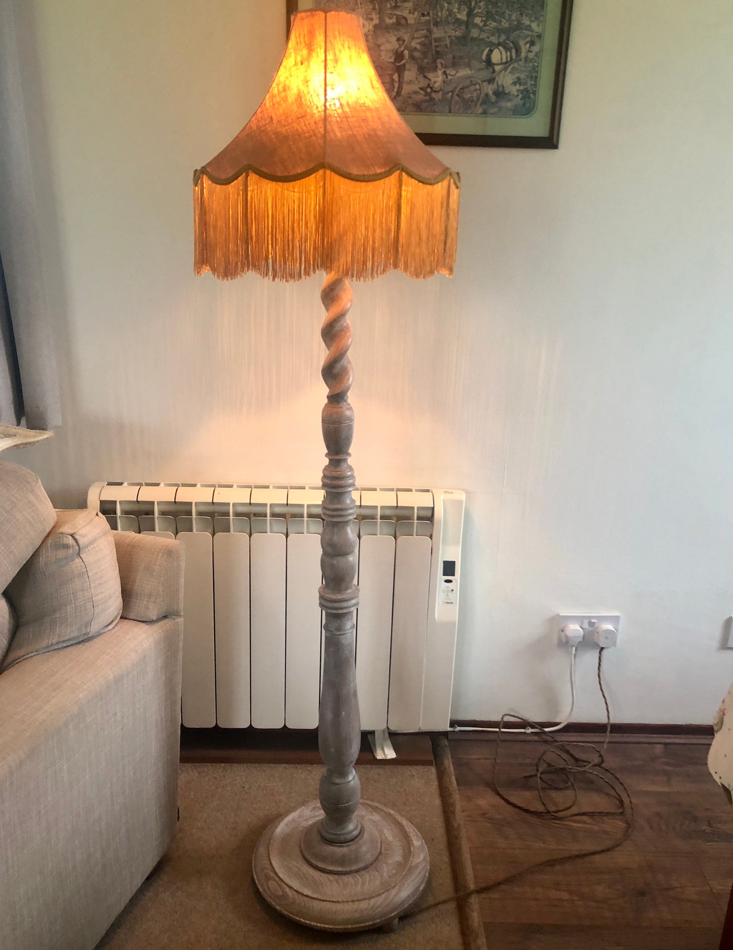 FLOOR LAMP & PASHLEY SHADE WITH FRINGE - NOW SOLD