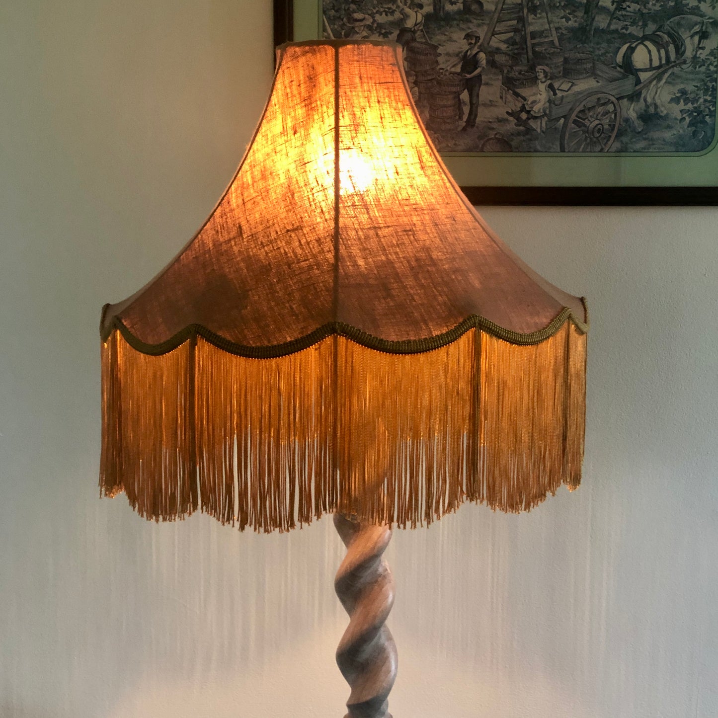FLOOR LAMP & PASHLEY SHADE WITH FRINGE - NOW SOLD