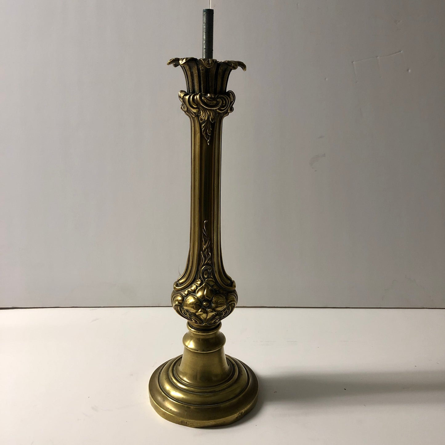 ANTIQUE BRASS CANDLESTICK TABLE LAMP