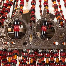 AMBER BEADED WALL LIGHTS - PAIR